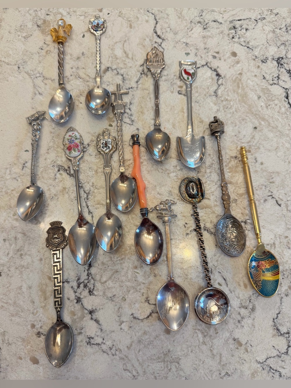 Collector Decorative Silver and Gold Accent Souvenir Spoons - 14